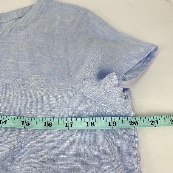 C&C California 100% Linen Small Blue Lagenlook Beachy Relaxed fit Women's Top - Picture 10 of 10